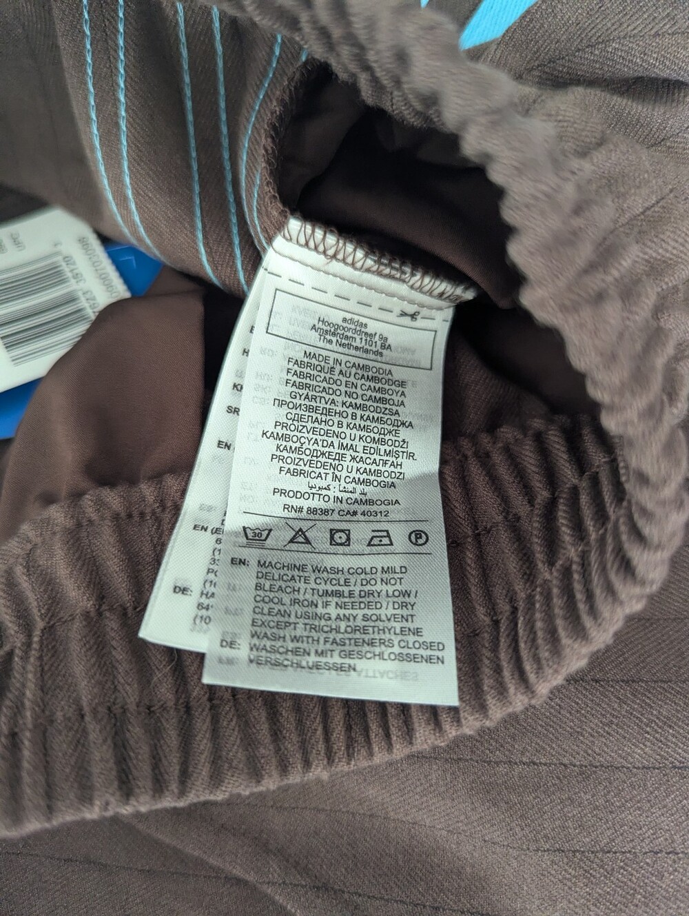 Adidas Originals Tailored Track Pants In Auburn With Blue Stripes - Picture 11 of 14